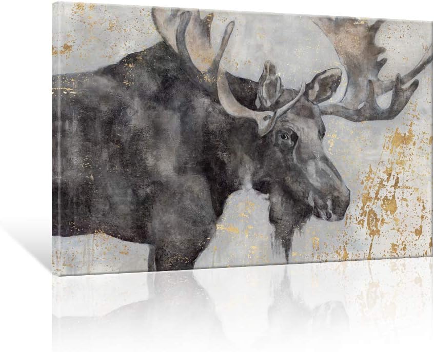 Abstract Bull Elk Wildlife Canvas Print Wall Art 36 x 24 Inch M61321