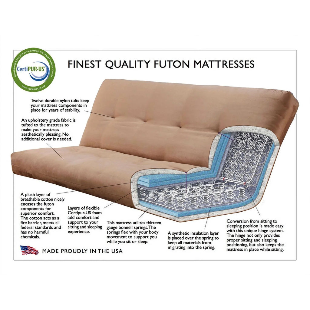 Rustic Walnut Futon with Java Brown Mattress C7108