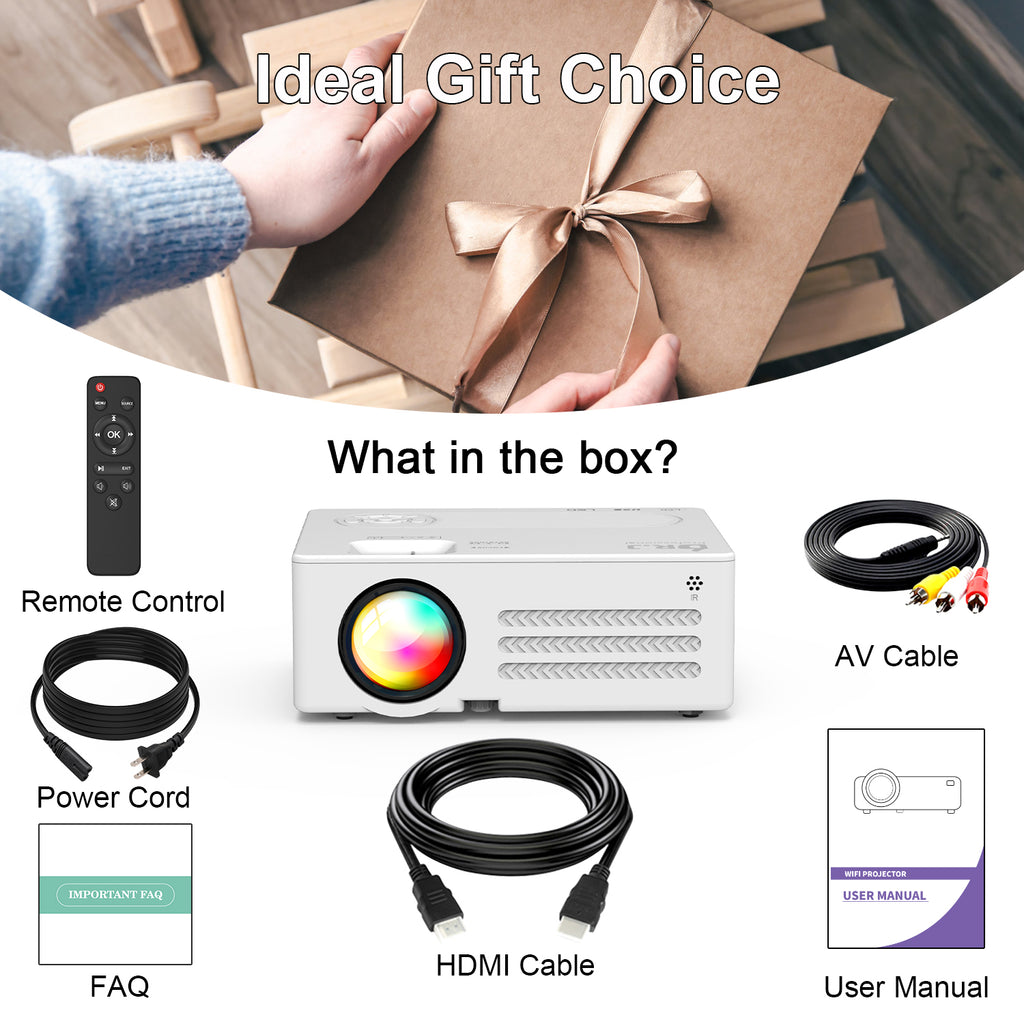 4K Supported Native 1080P Video Projector with 100" Screen Q28943