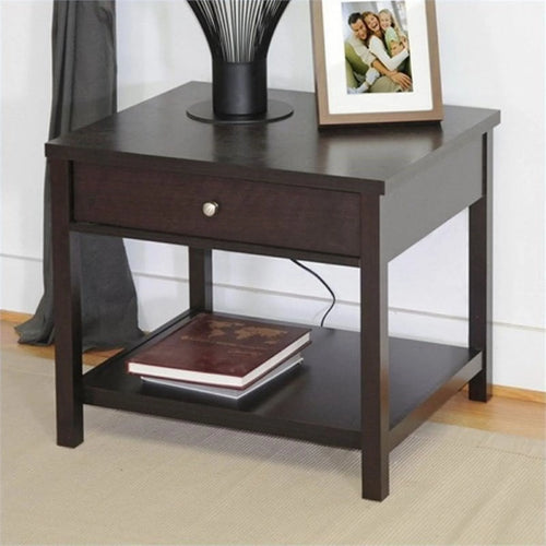 1 Drawer Wood End Table with Bottom Shelf K431