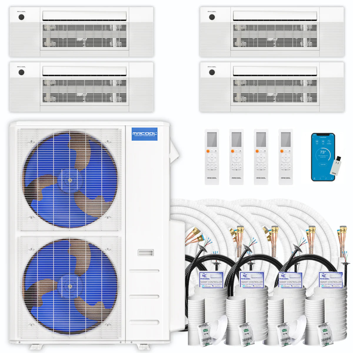 42,000 BTU 4 Zone Ceiling Cassette Ductless Air Conditioner and Heat Pump G4136