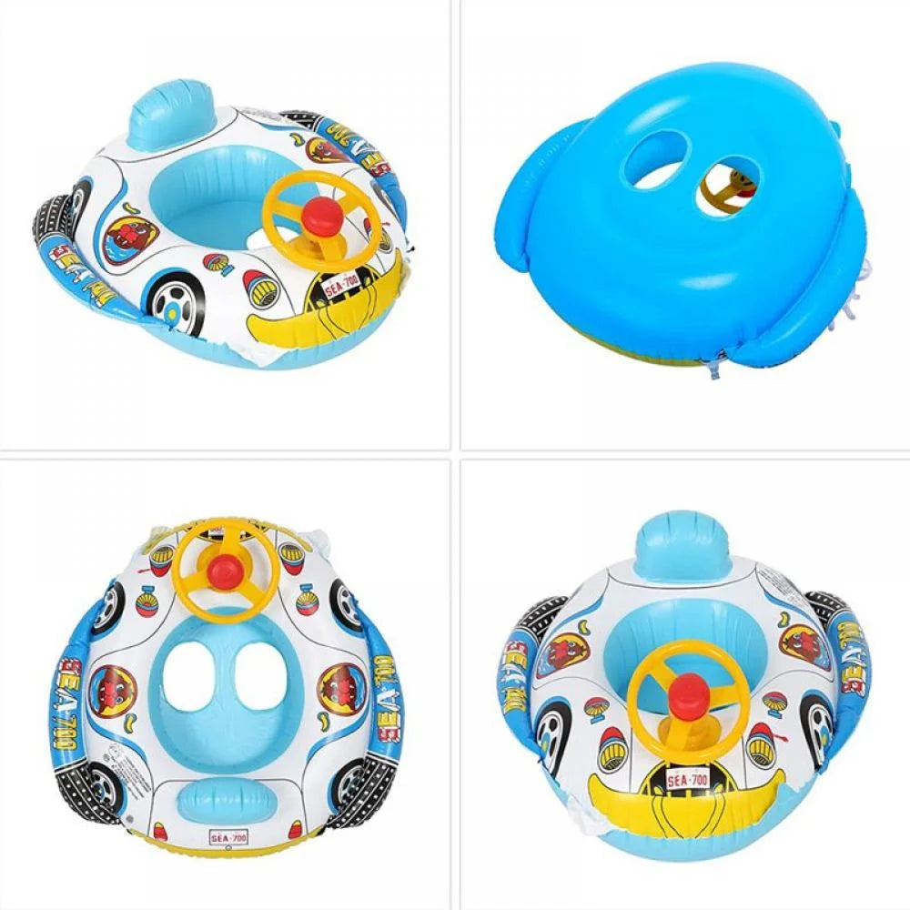 Inflatable Pool Float Ring with Steering Wheel Horn for Kids I545294