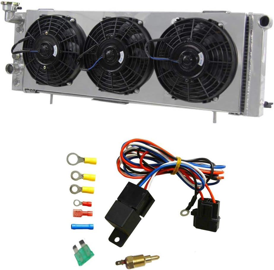 3 Row Core All Aluminum Radiator with Fan Shroud and Thermostat Relay Wire Kit S85901