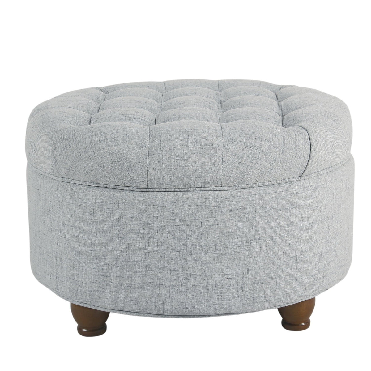 Light Blue Fabric Upholstered Wooden Storage Ottoman T87478