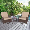 3-Pieces Patio Wicker Furniture Set with Side Table and Cushions X914