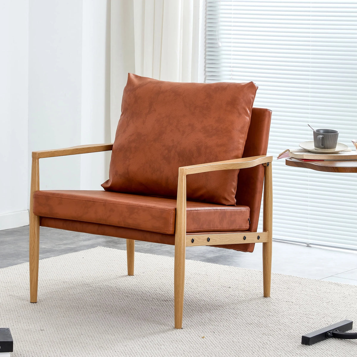 PU Leather Accent Arm Chair with Metal Frame K324103