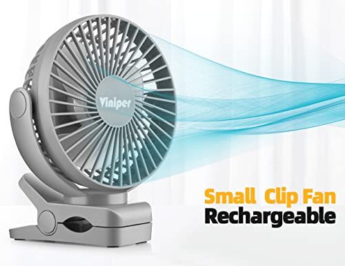 6 inch Rechargeable Clip on Fan, 5000mah Battery Desk Fan, 360° Rotation, 3 Speeds, Black N88846