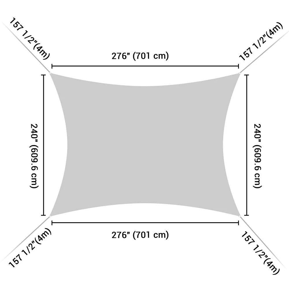 Gray White Rectangle Sun Shade Canopy 20ftx23ft O780766