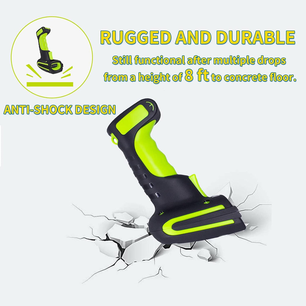 2D Industrial Barcode Scanner with Wireless Charging Stand, 433Mhz Wireless & Bluetooth 2in1, Pack of 2 N77336