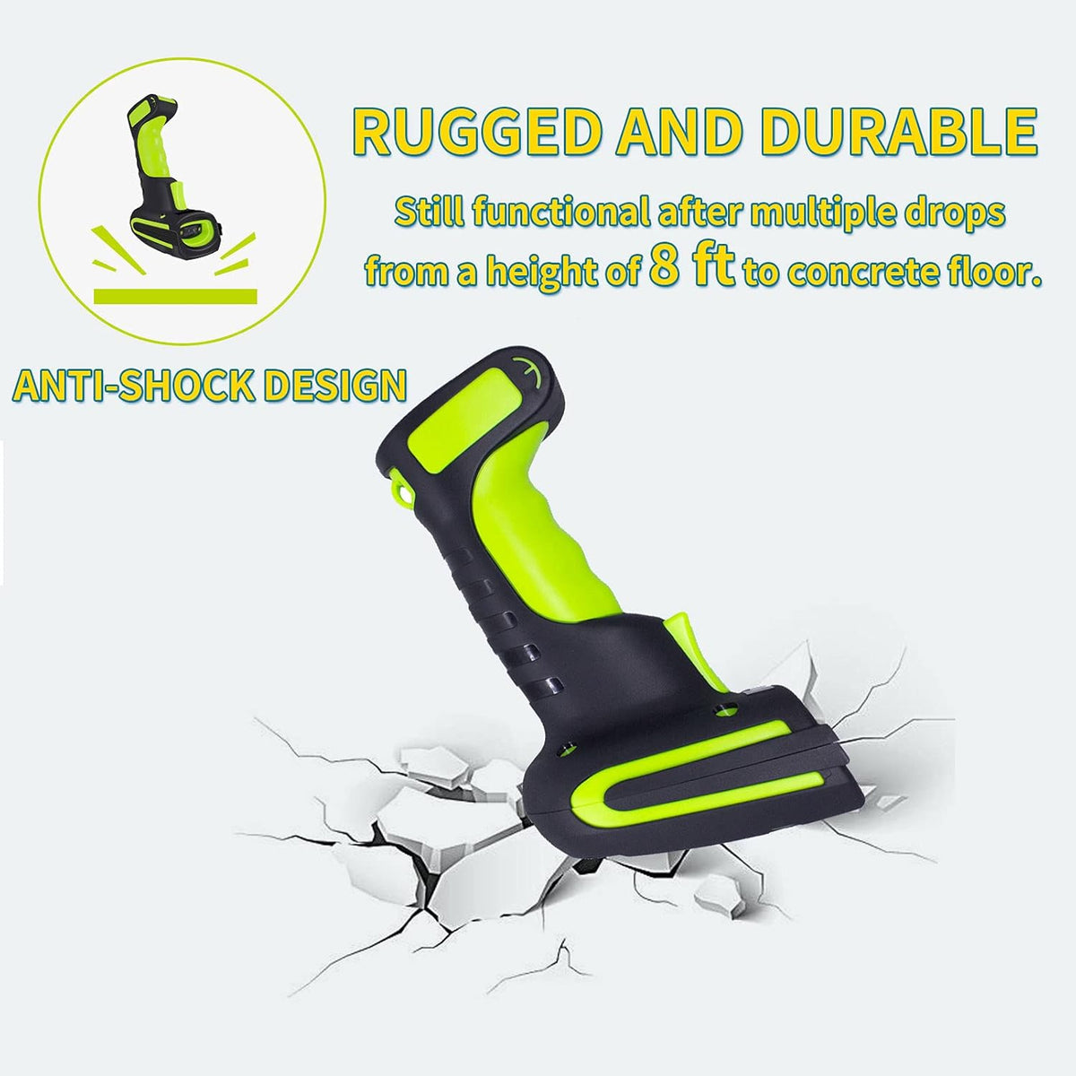 2D Industrial Barcode Scanner with Wireless Charging Stand, 433Mhz Wireless & Bluetooth 2in1, Pack of 2 N77336