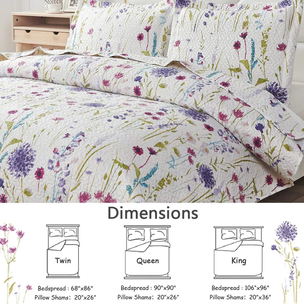 Floral Queen Bedding Microfiber Bedspread Set R418