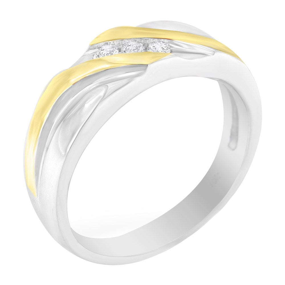 10k Two-Toned Gold Diamond 3-Stone Ring P54397