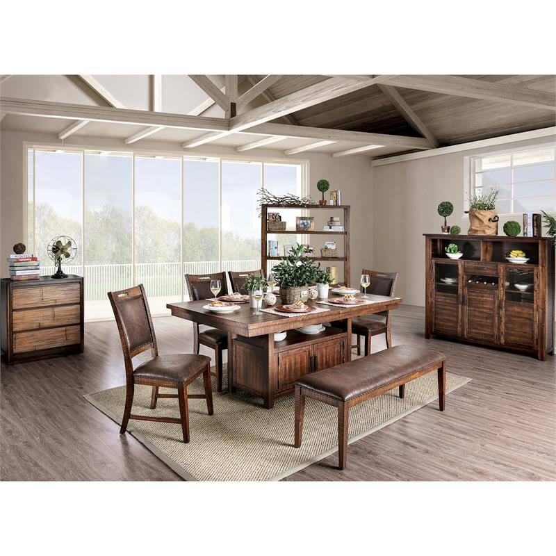 Solid Wood Nailhead Trim Bench in Dark Oak H41283