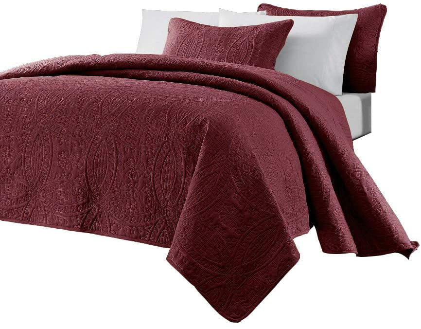 3-Piece Oversized Bedspread Coverlet Set E8634