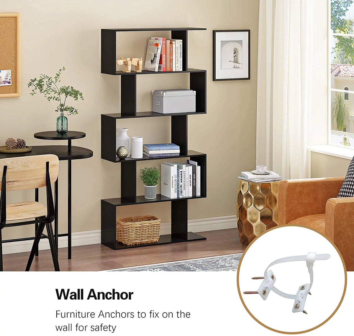 5-Tier Black Bookcase R638855