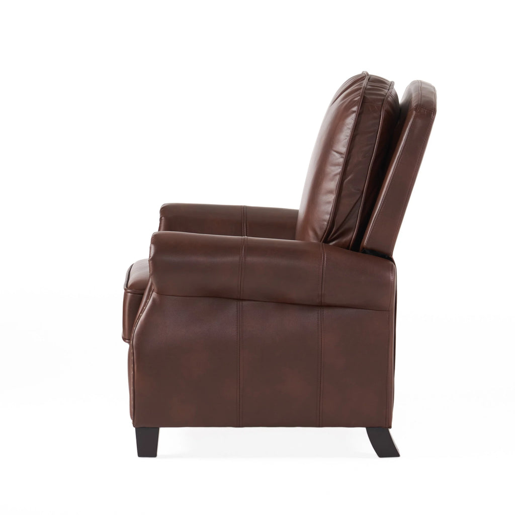 Multibrown and Dark Brown Faux Leather Recliner N841