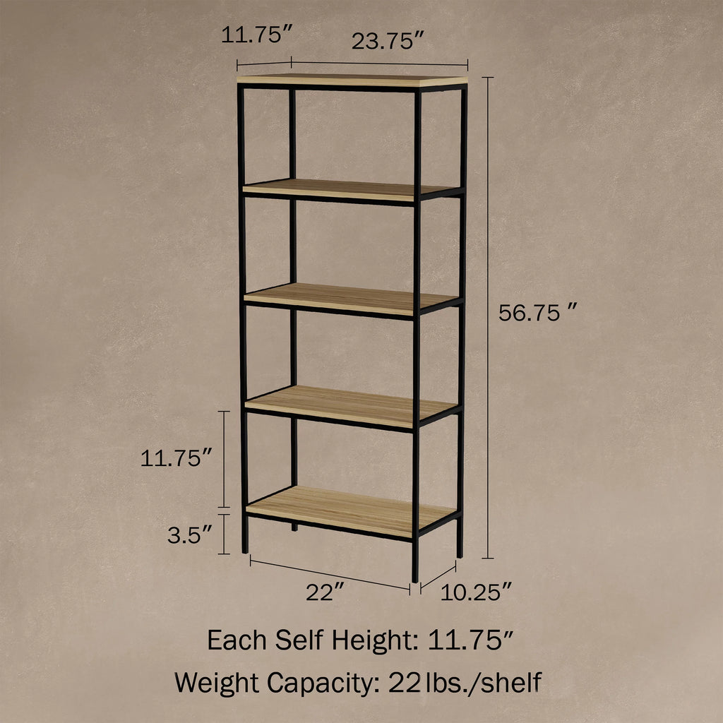 5-Tier Gray Bookshelf E974