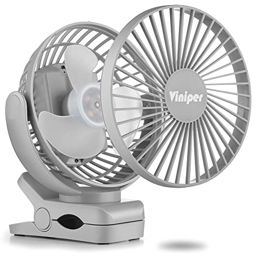 6 inch Rechargeable Clip on Fan, 5000mah Battery Desk Fan, 360° Rotation, 3 Speeds, Black N88846