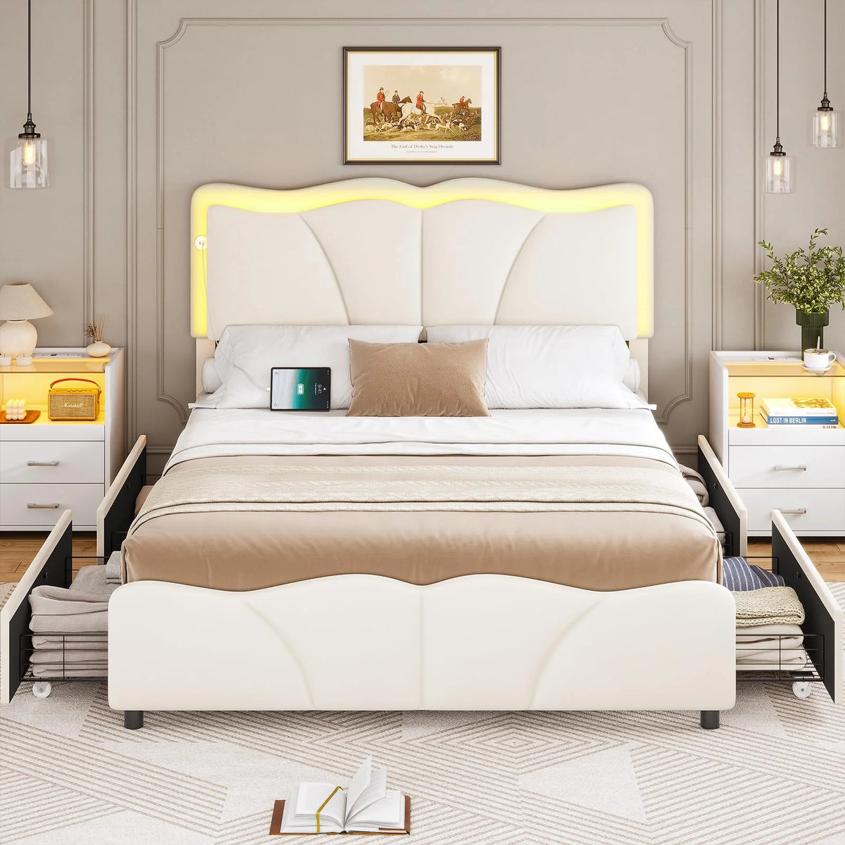 Queen Bed Frame with 4 Drawers M744