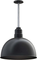 Black Matte Exterior Brass Interior Round Dome Pendant Light J293210