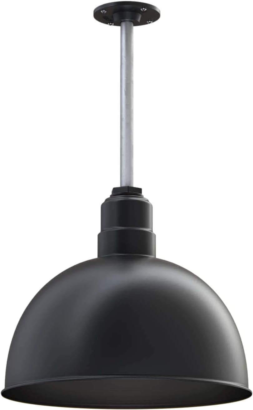 Black Matte Exterior Brass Interior Round Dome Pendant Light J293210