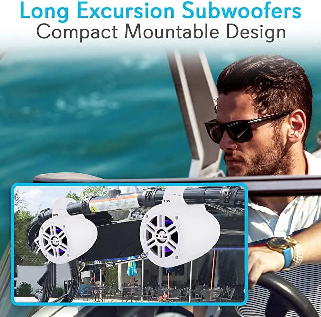 4 Inch 300 Watt Bluetooth Marine Tower Speaker System, Pair A814938