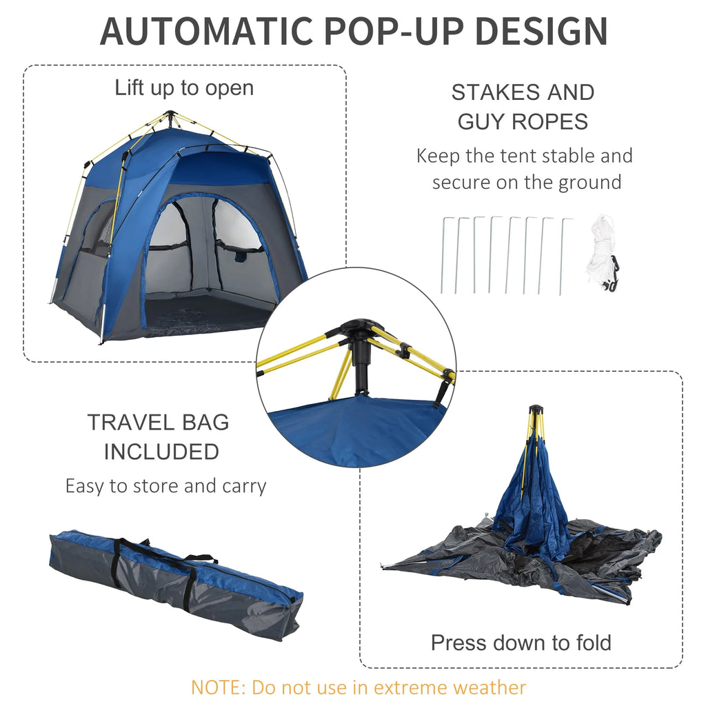 4 Person Pop Up Tent with Windows and Doors O199561