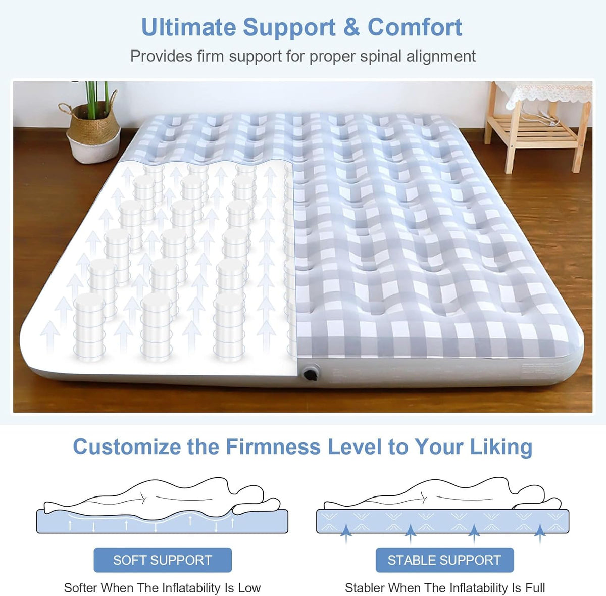 Queen Air Mattress with Flocked Top Waterproof Cover Repair Kit G3146