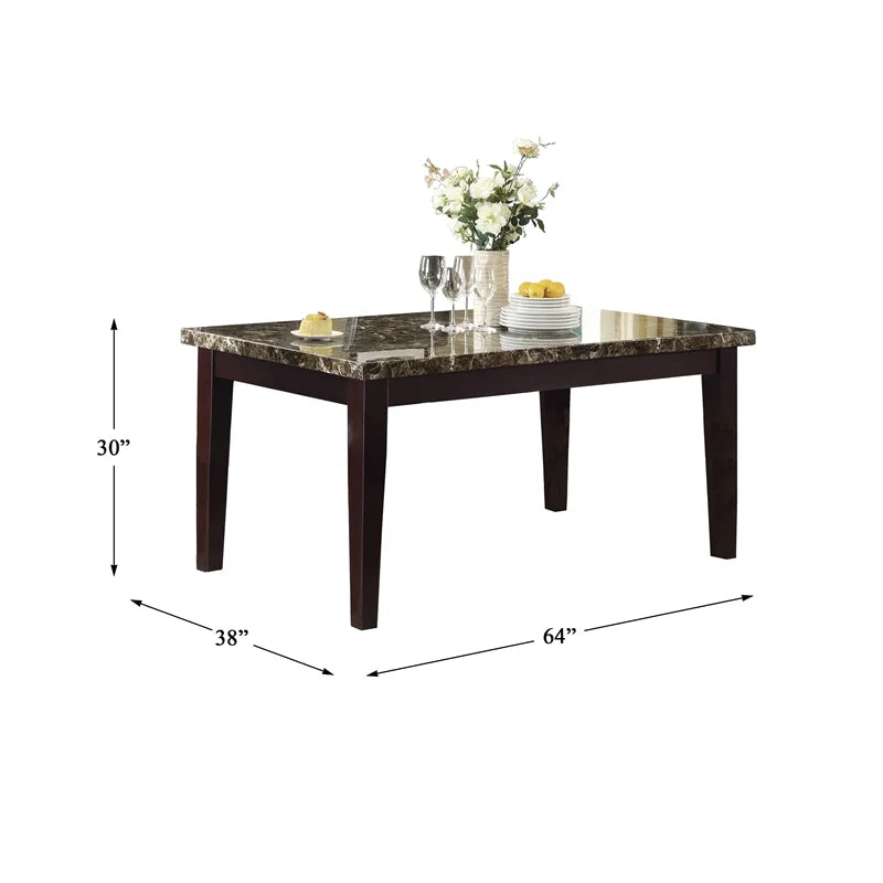 Espresso Faux Marble and Wood Dining Table A2865
