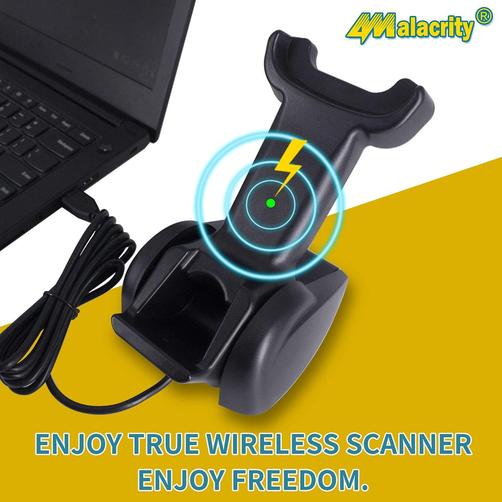 2D Industrial Barcode Scanner with Wireless Charging Stand, 433Mhz Wireless & Bluetooth 2in1, Pack of 2 N77336