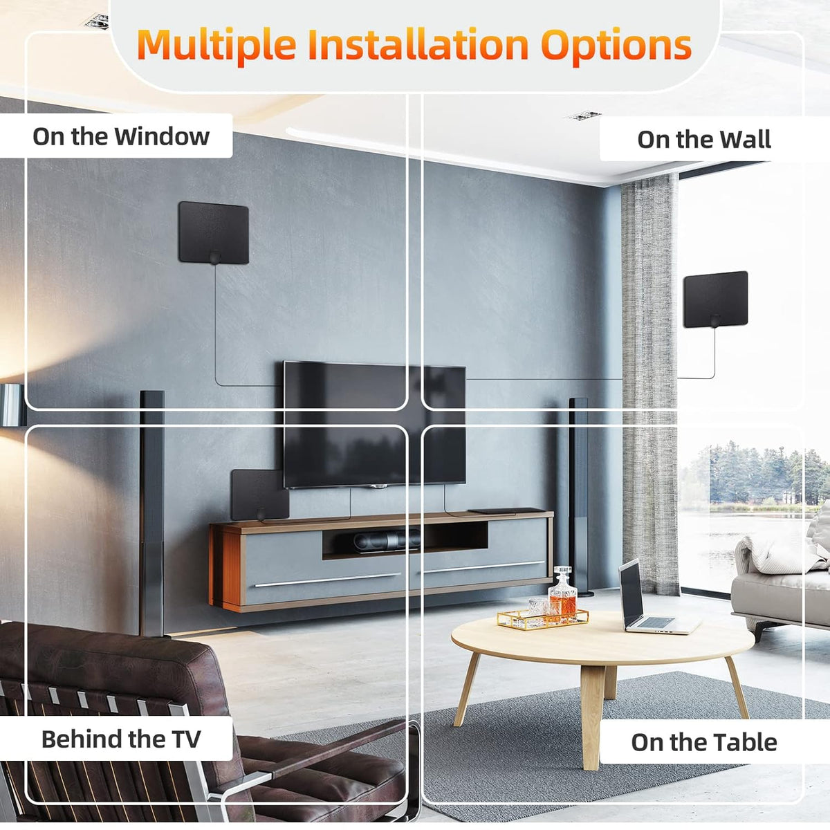 Amplified Digital TV Antenna with Signal Booster, 16ft Coaxial Cable, Pack of 2 G701