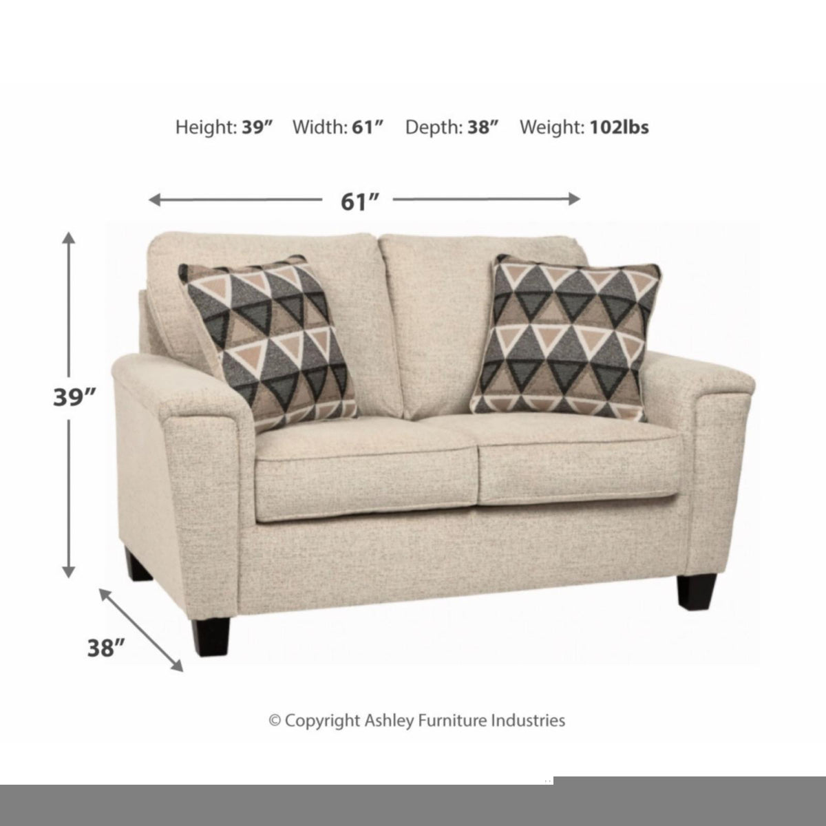Smoke Gray Fabric Loveseat Y627136