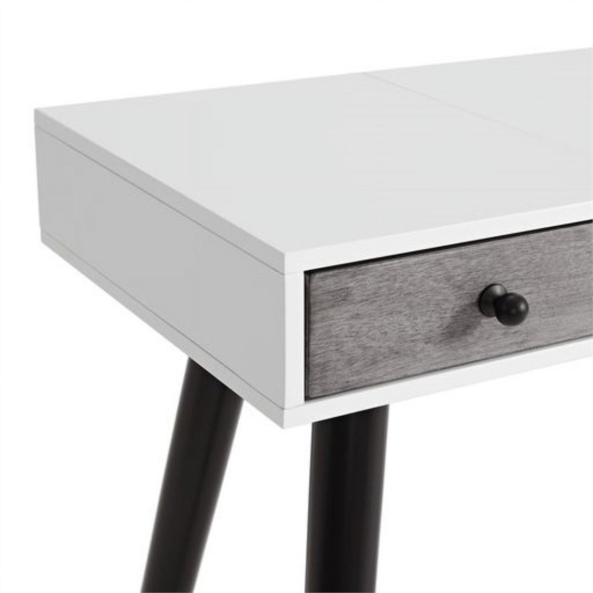 White/Gray/Black Vanity Desk with Mirror T158306