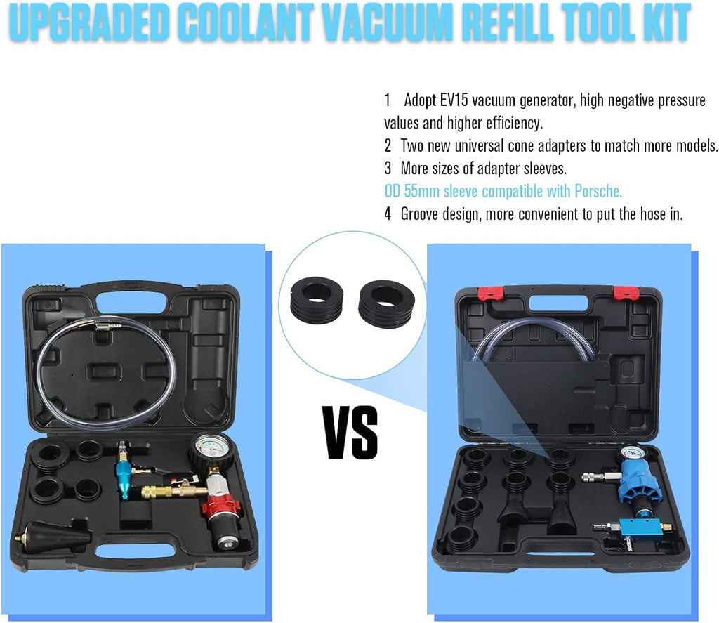 Coolant Vacuum Refill Kit with 2 Tapered Rubber Adapters, 8 Replaceable Adapter Sleeves, Pack of 2 N5833