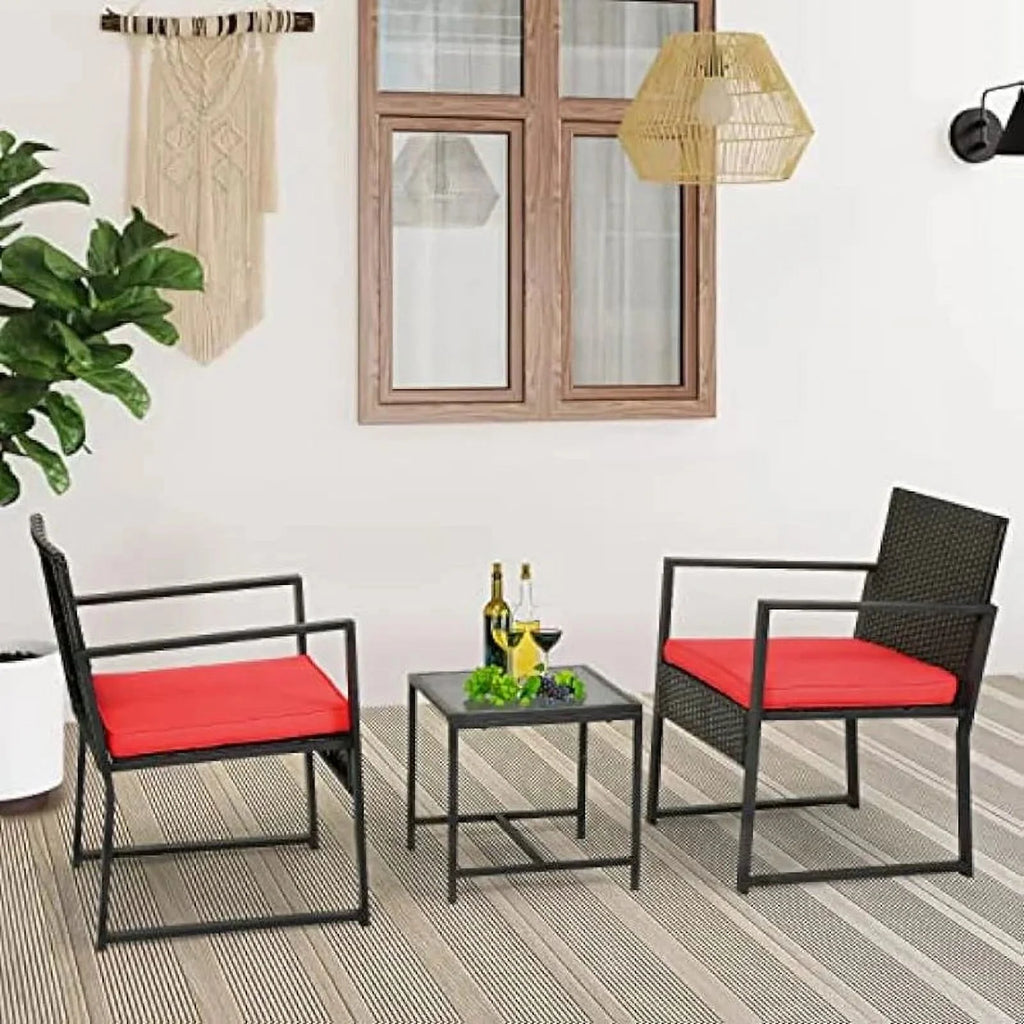 3 Piece Wicker Rattan Patio Bistro Set F862162