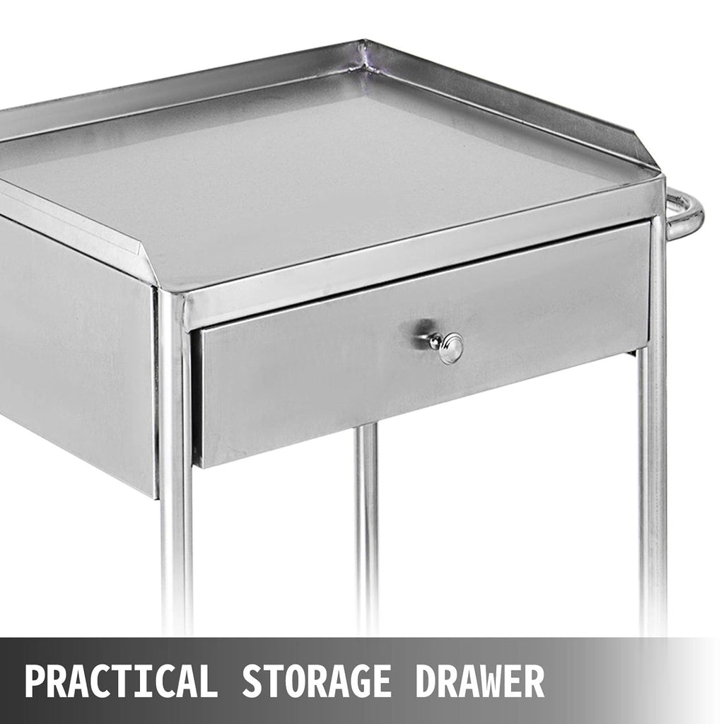 Stainless Steel Utility Cart with 2 Shelves and 1 Drawer T7859