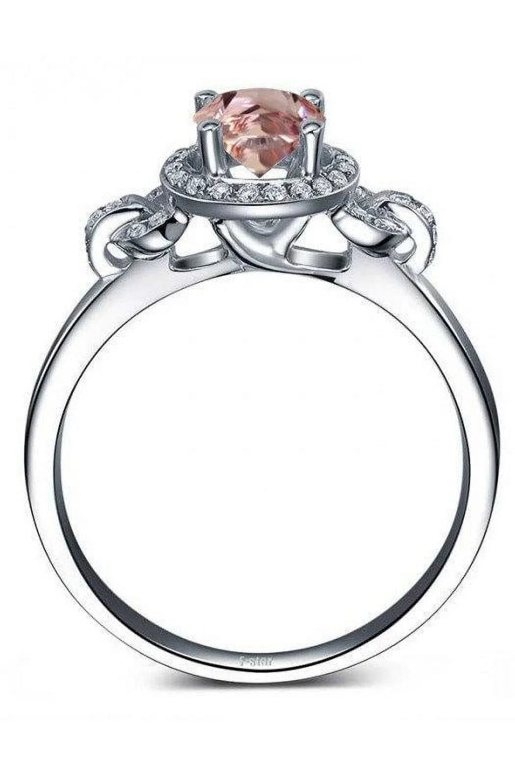14K White Gold Morganite And Diamond Moissanite Engagement Ring C295277