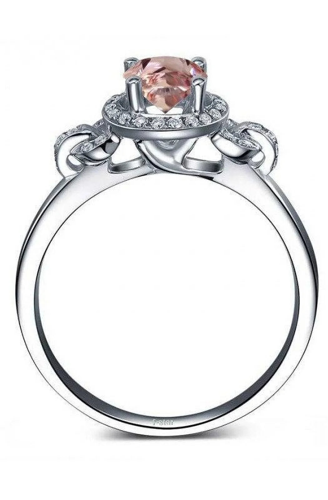 14K White Gold Morganite And Diamond Moissanite Engagement Ring C295277