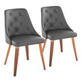 Grey Faux Leather Walnut Wood Dining Chair Set of 2 M864