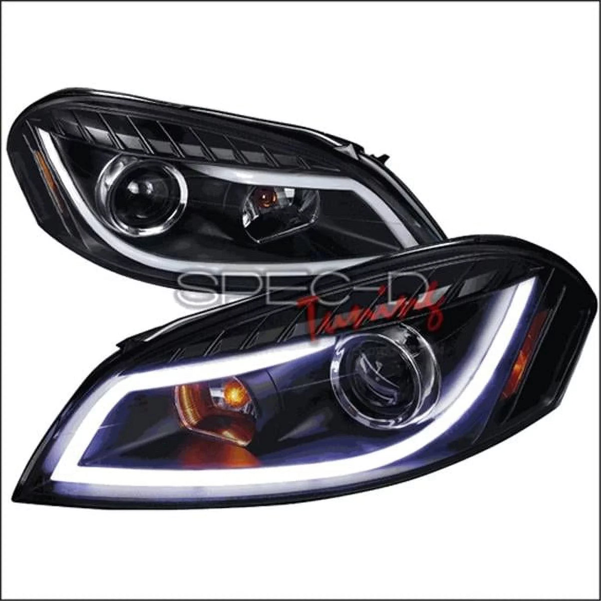 Black LED Strip Bar Projector Headlights Left + Right Pair O45708