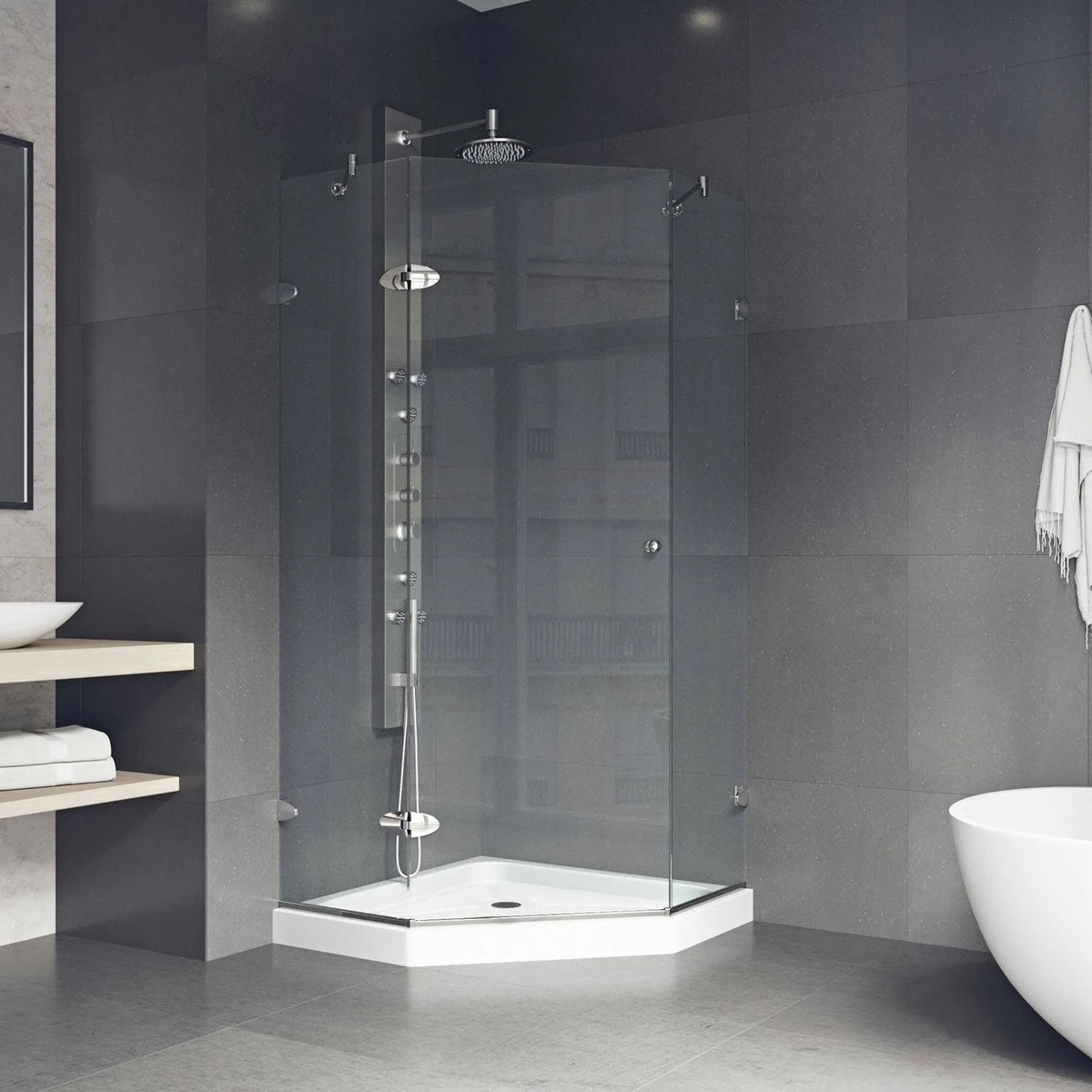 Frameless Neo-Angle Shower Enclosure with Low-Profile Base Y5898
