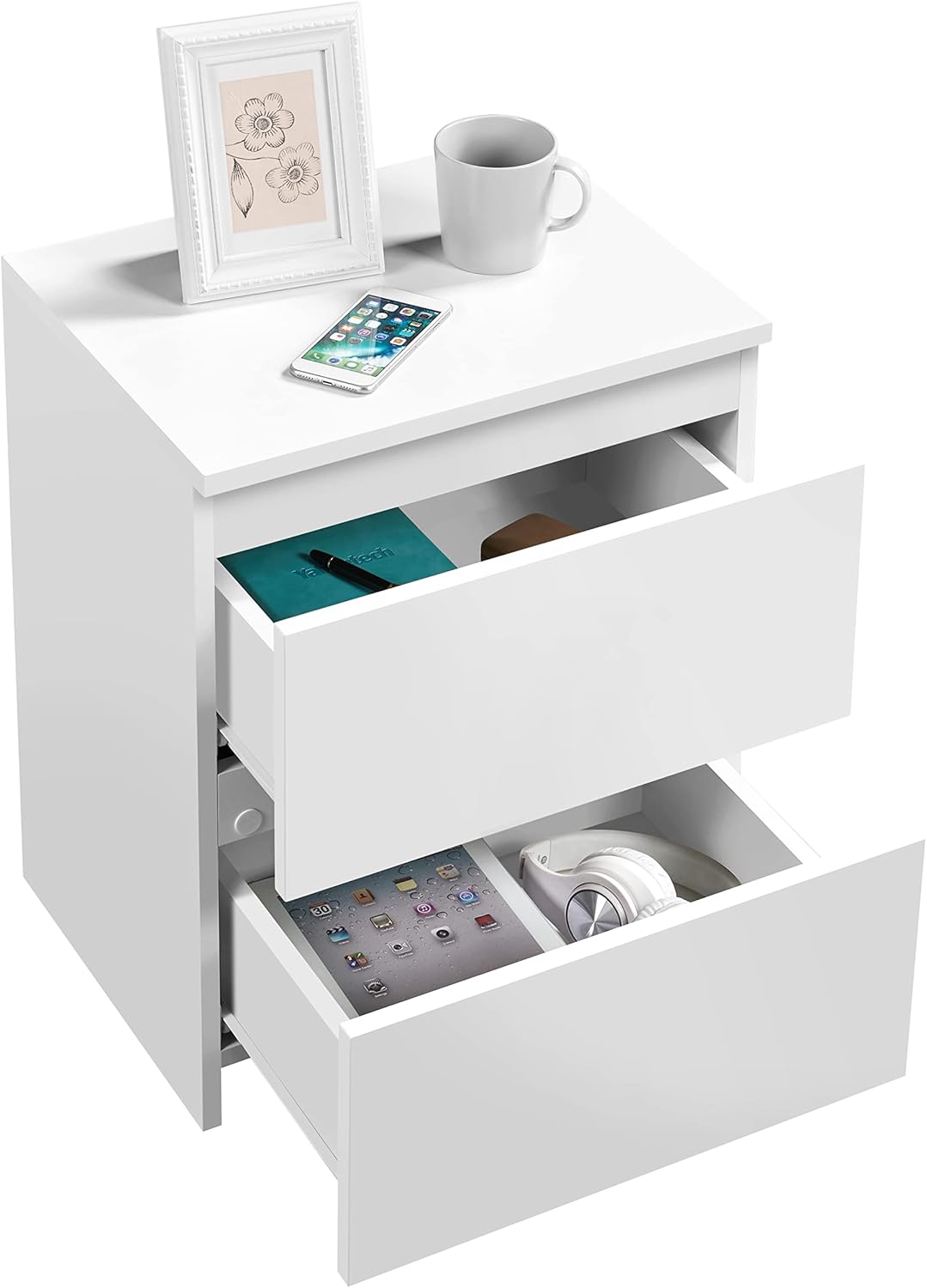 White 2-Drawer End Table M47102