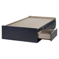 Blue Wood Twin Mates Bed with 3 Drawers H226