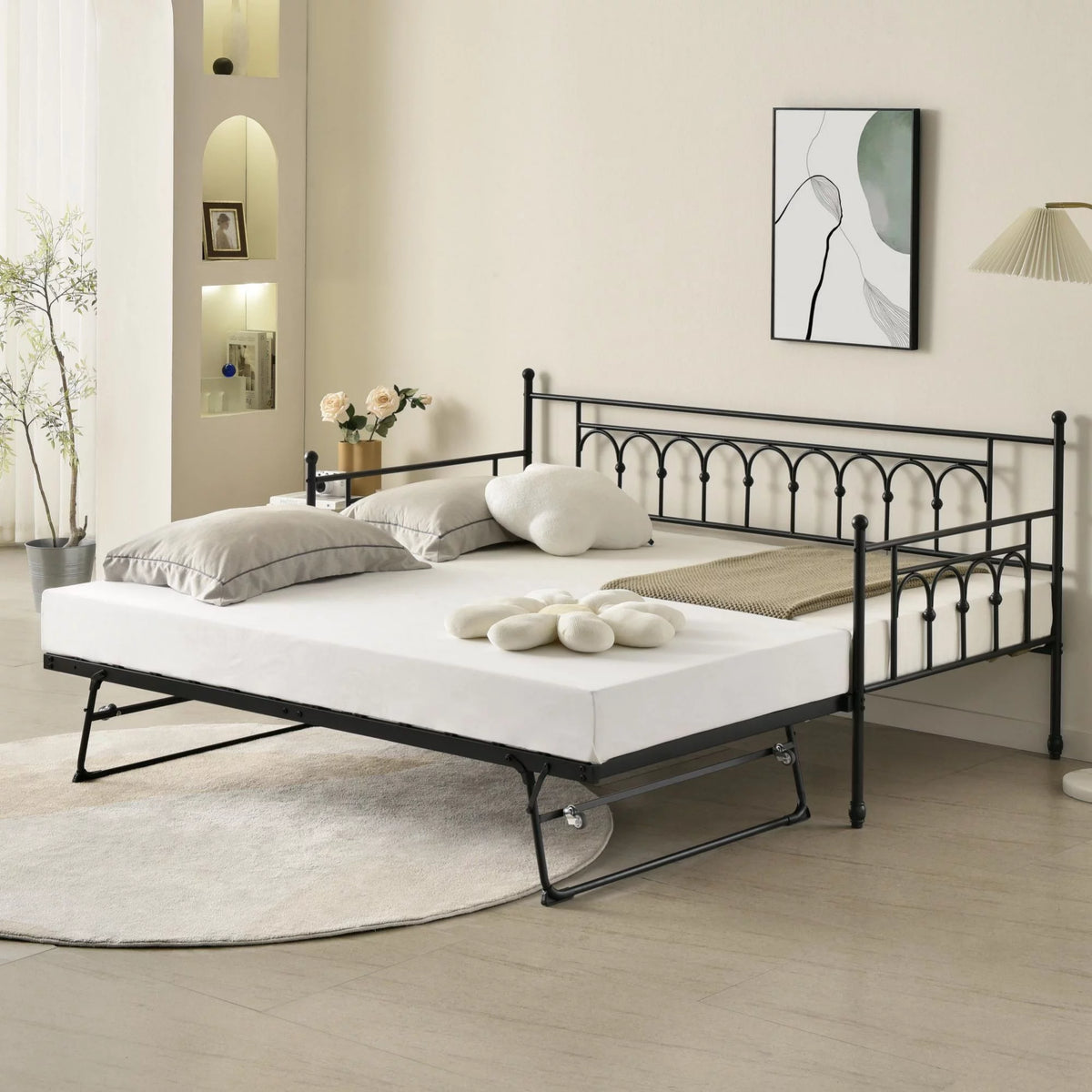 Twin Steel Metal Daybed With Pop-Up Trundle E162065