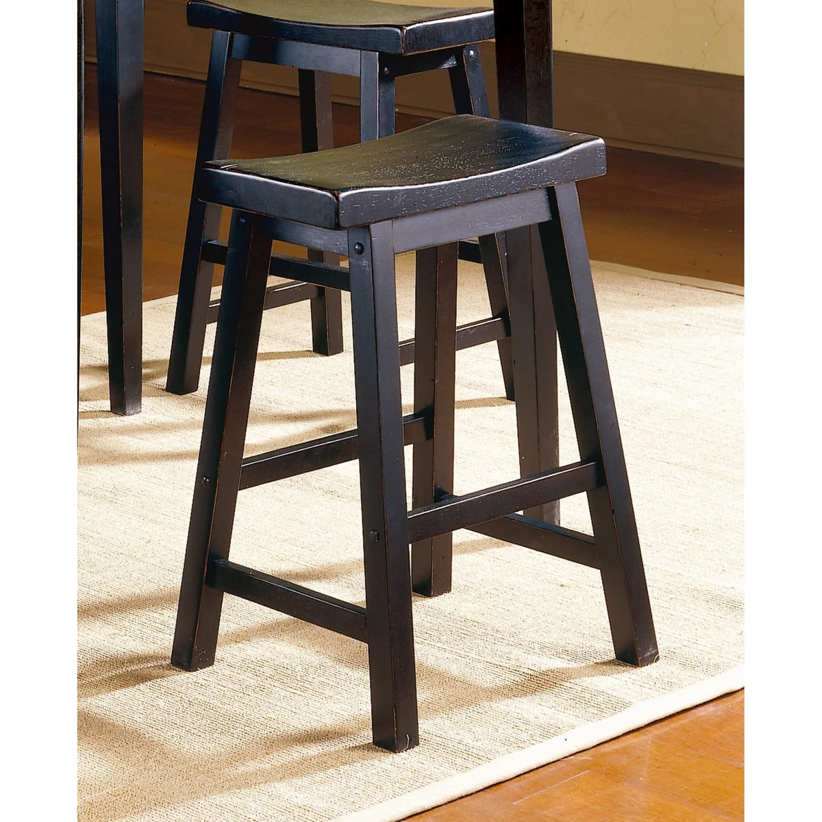 Black Solid Wood Counter Height Stools Set of 2 P914501