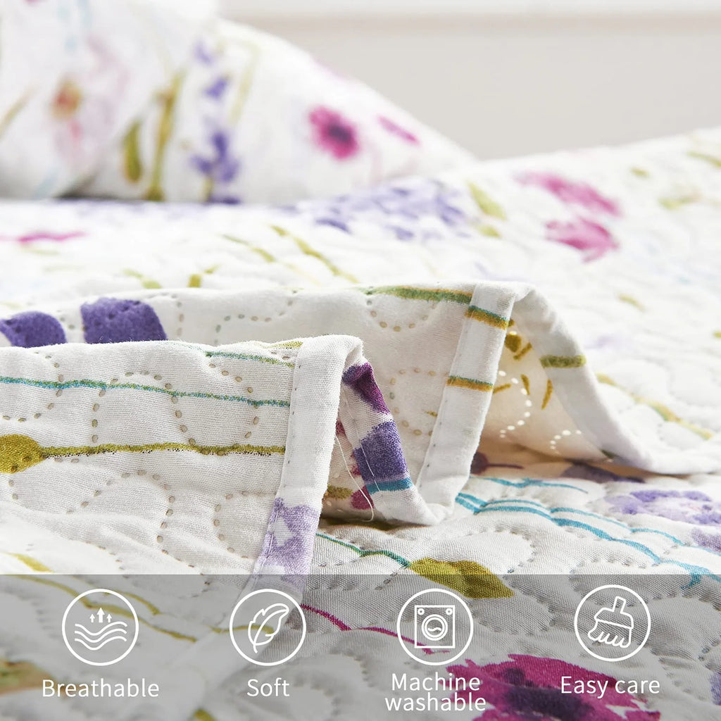 Floral Queen Bedding Microfiber Bedspread Set R418