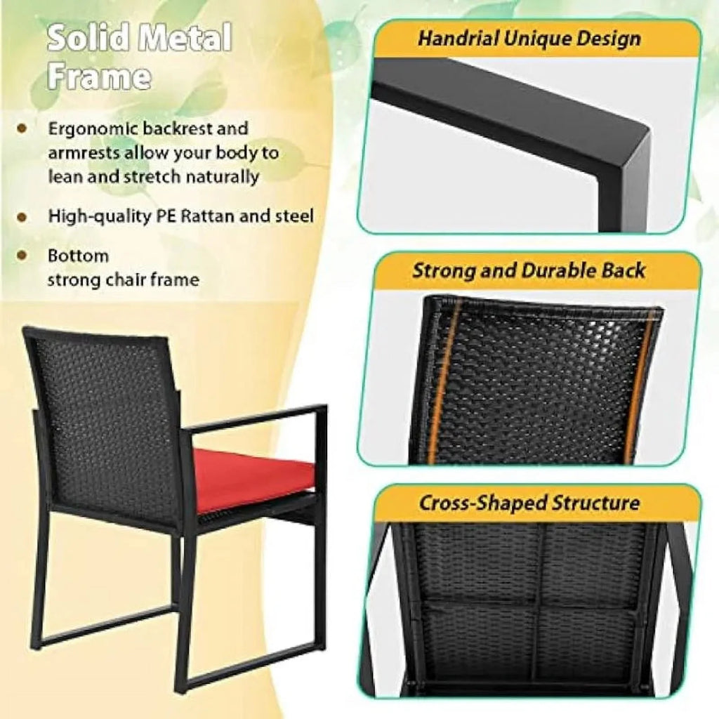 3 Piece Wicker Rattan Patio Bistro Set F862162