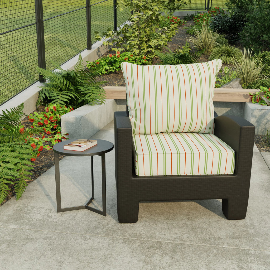 Grey Stripe Rectangular Outdoor Deep Seating Chair Seat and Back Cushion U69458