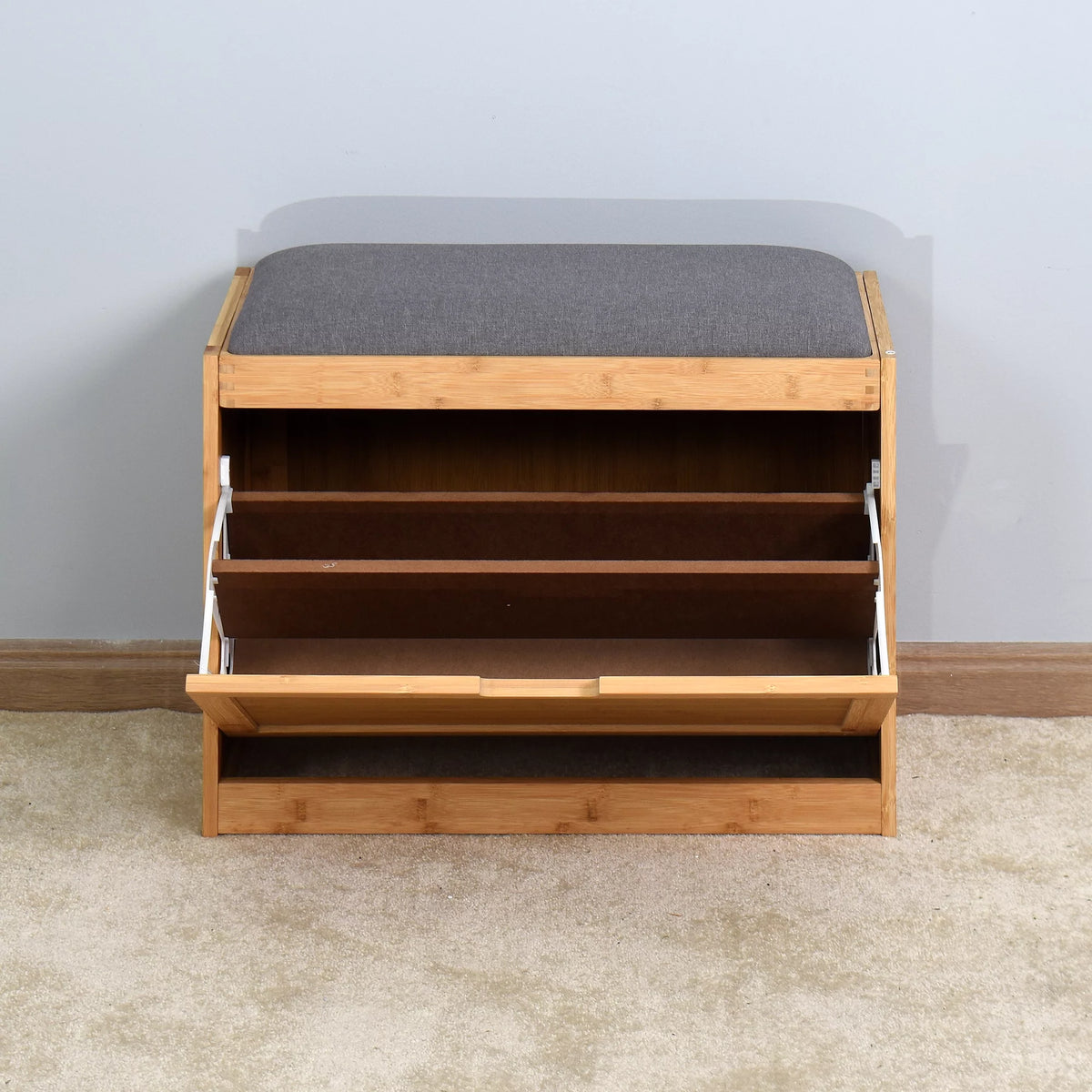 Narrow 2 Tier Bamboo Storage Bench Y51571