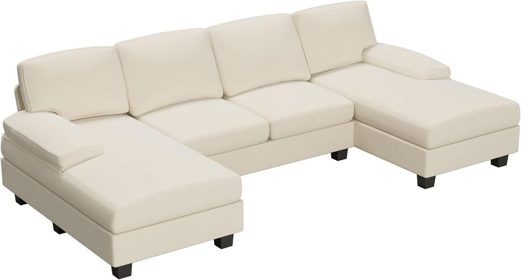 White Modular Sectional Sofa Sleeper with Double Chaise C665